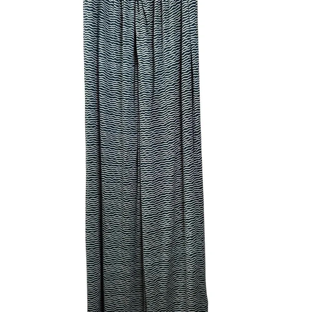 Tory Burch Silk Blend Maxi Dress Blue White Wavy Pattern Sundress